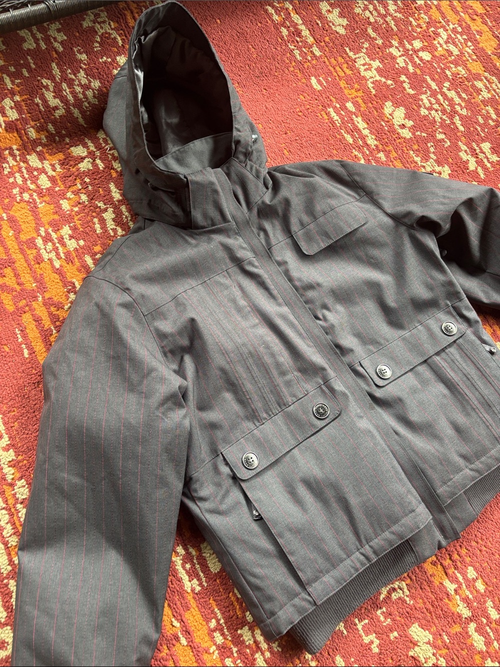 Firefly Hooded Gray Jacket with Subtle Pinstripes